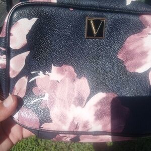 Floral Print Women's Bag - Black and Pink
